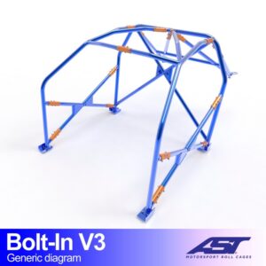 Roll Cage VW Jetta (MK1) Sedan cu 4 uși BOLT IN V3